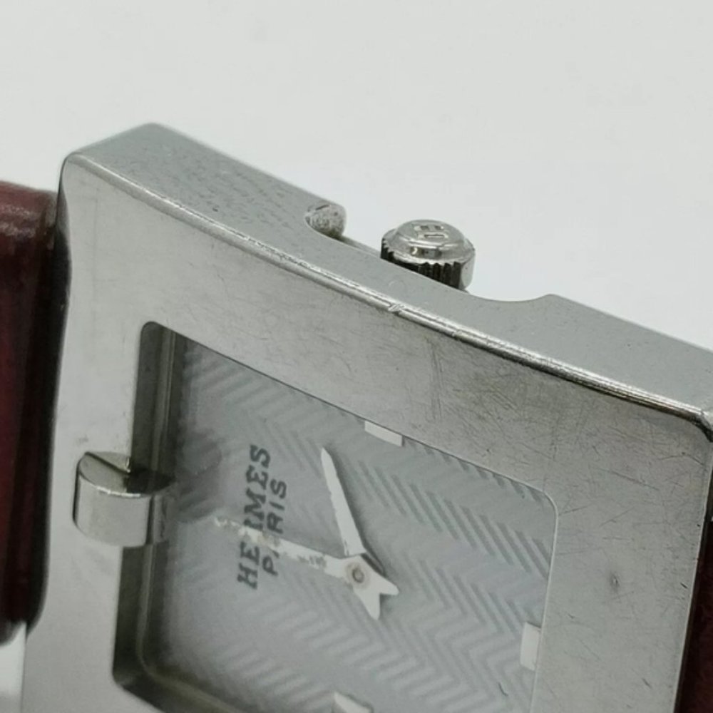 Hermes Watch BE1.210 Belt Watch 26mm Women's Silver X Burgundy - Picture 9 of 9
